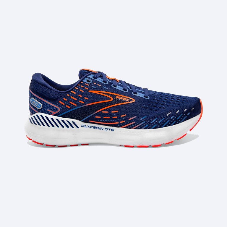 Men's Glycerin Gts 20 Running Shoes - 2E/Wide Width In Blue Depths/Palace Blue/Orange - Blue Depths/palace Blue/orange