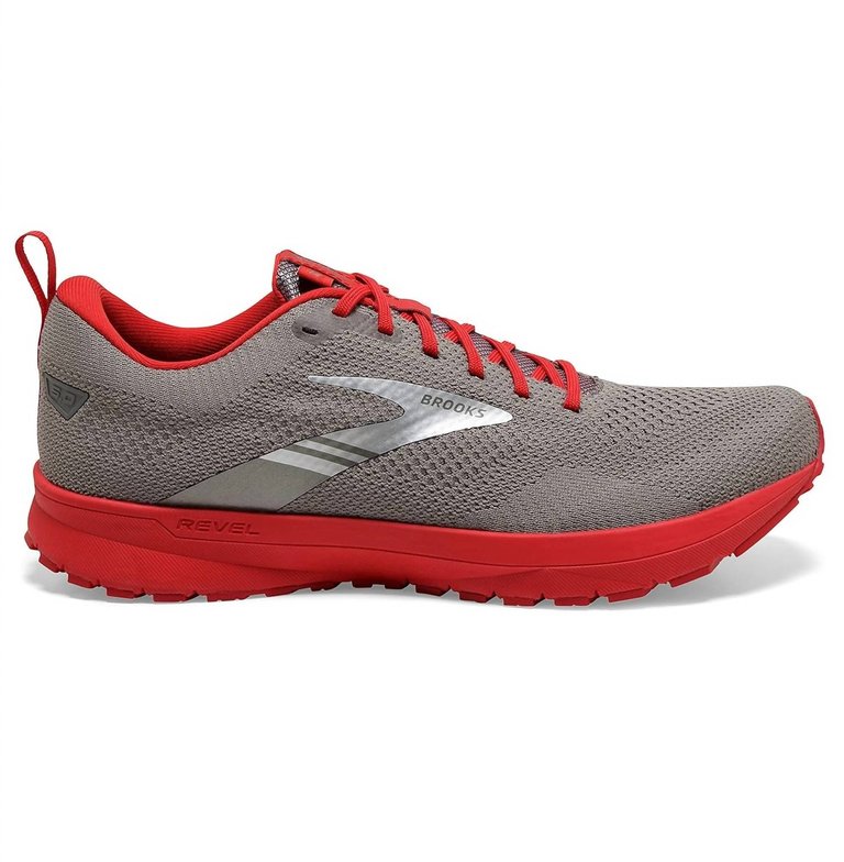 Men's Revel 5 Road Running Shoes - Medium Width In Grey/Red - Grey/red