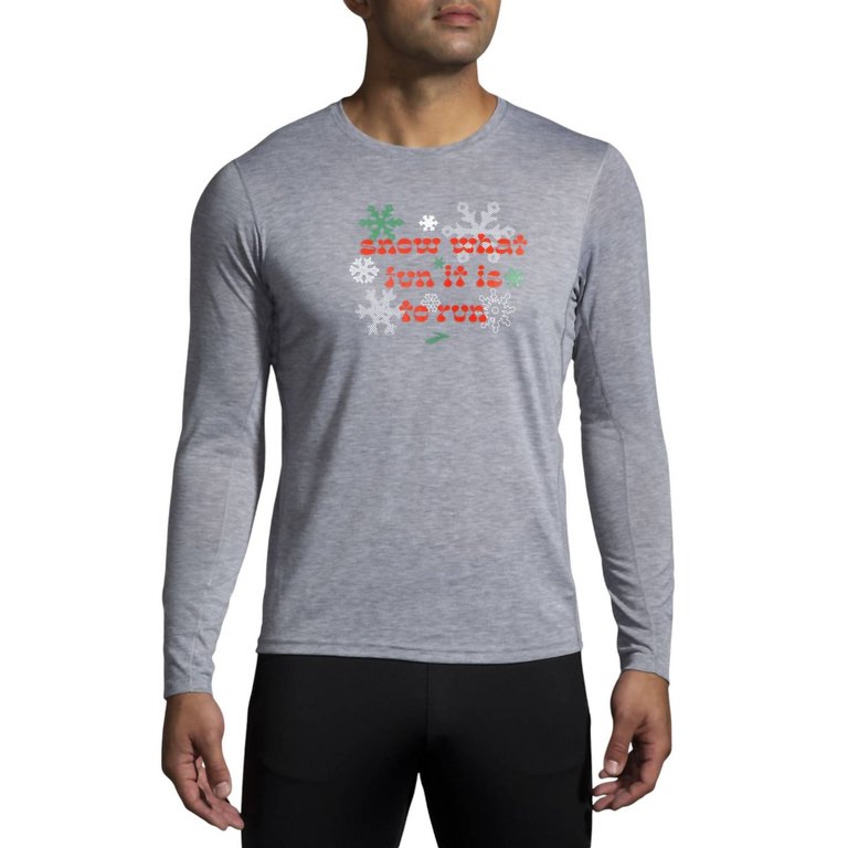 Run Merry Distance Graphic Long Sleeve Shirt In Heather Ash/Run Merry - Heather Ash/Run Merry