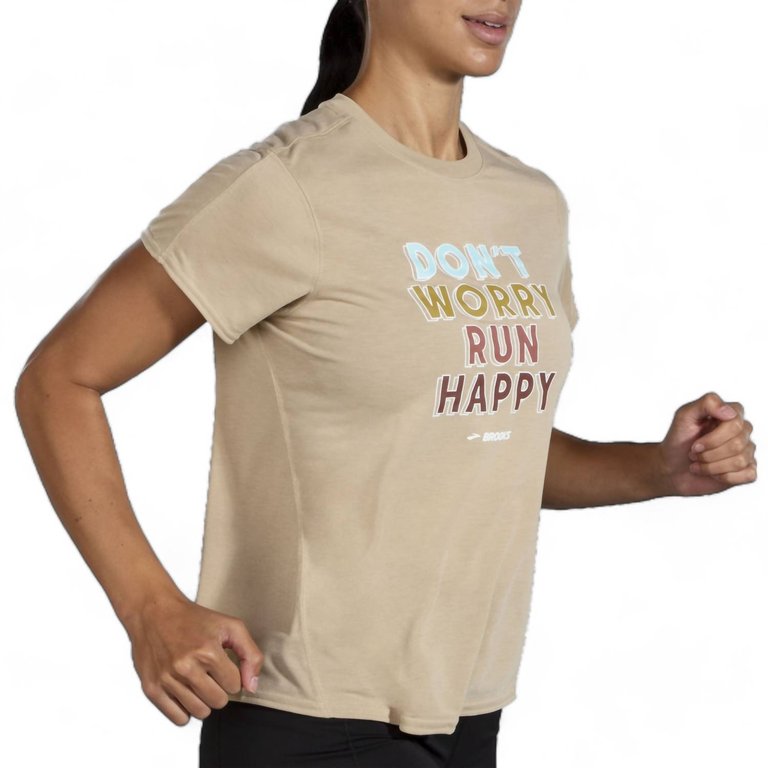 Women's Distance Graphic Short Sleeve Tee In Heather Oatmeal/dont Worry