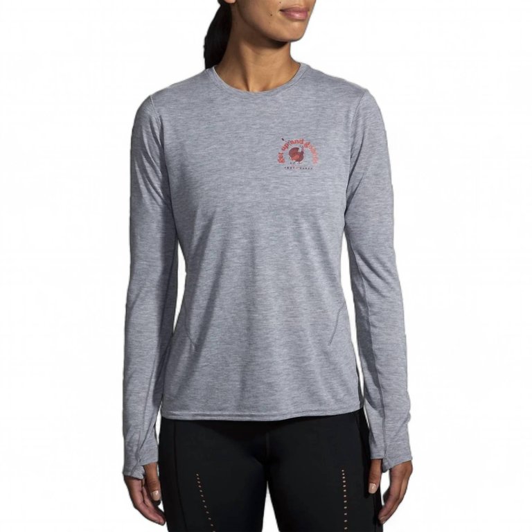 Women's Distance Long Sleeve Shirt In Heather Ash/trot Happy 23 - Heather Ash/trot Happy 23