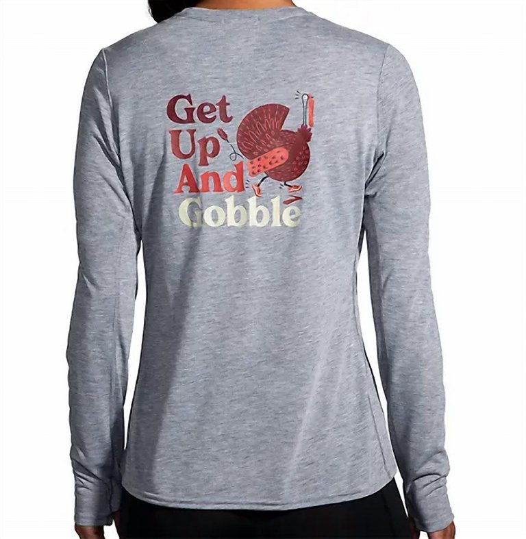 Women's Distance Long Sleeve Shirt In Heather Ash/trot Happy 23