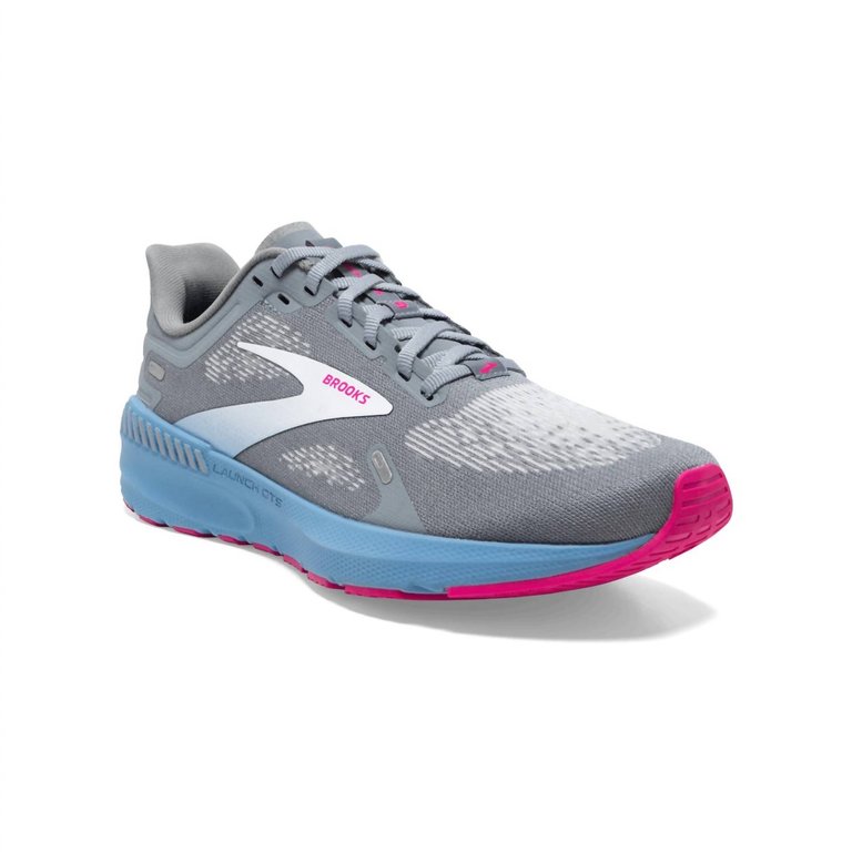 Women's Launch Gts 9 Road Running Shoes - Medium Width In Grey/Blue/Pink