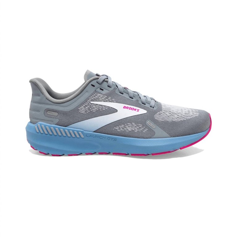 Women's Launch Gts 9 Road Running Shoes - Medium Width In Grey/Blue/Pink - Grey/Blue/Pink