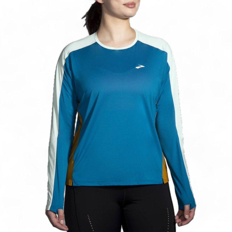 Women's Sprint Free Long Sleeve 2.0 Shirt In Pacific/lightest Sky/ochre - Pacific/lightest Sky/ochre