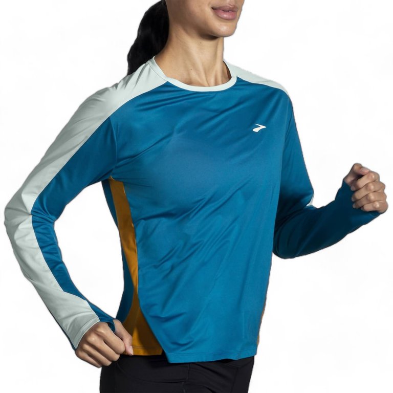 Women's Sprint Free Long Sleeve 2.0 Shirt In Pacific/lightest Sky/ochre