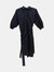 Brunello Cucinelli Women's Navy 1/4 Sleeved Cotton Button Down Dress - Navy