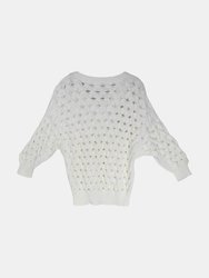 Brunello Cucinelli Women's White Loose Cable Knit Sweater Pullover