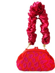 ARNOLDI Jean Hand-Beaded Clutch Bag In Red & Pink