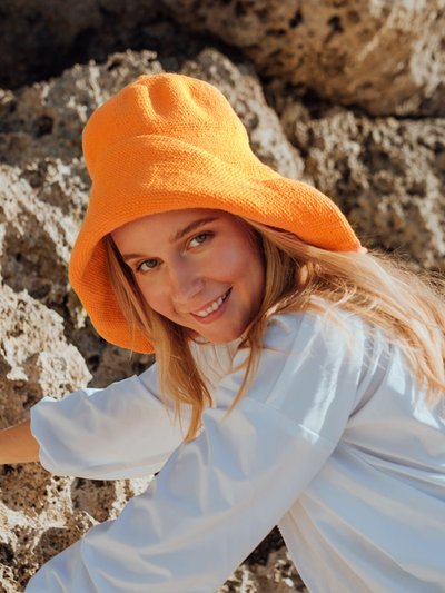 BRUNNA CO Bloom Crochet Sun Hat In Tangerine Orange product