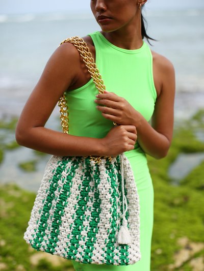 BRUNNA CO COLETTE Macrame Beach Bag in Green X Off-white product