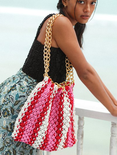 BRUNNA CO COLETTE Macrame Beach Bag In Pink & Red product