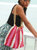 COLETTE Macrame Beach Bag In Pink & Red - Pink