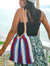 COLETTE Macrame Beach Bag In Red, White & Blue - Red, White & Blue