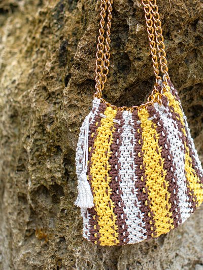 BRUNNA CO COLETTE Macrame Beach Bag In Yellow X Brown product