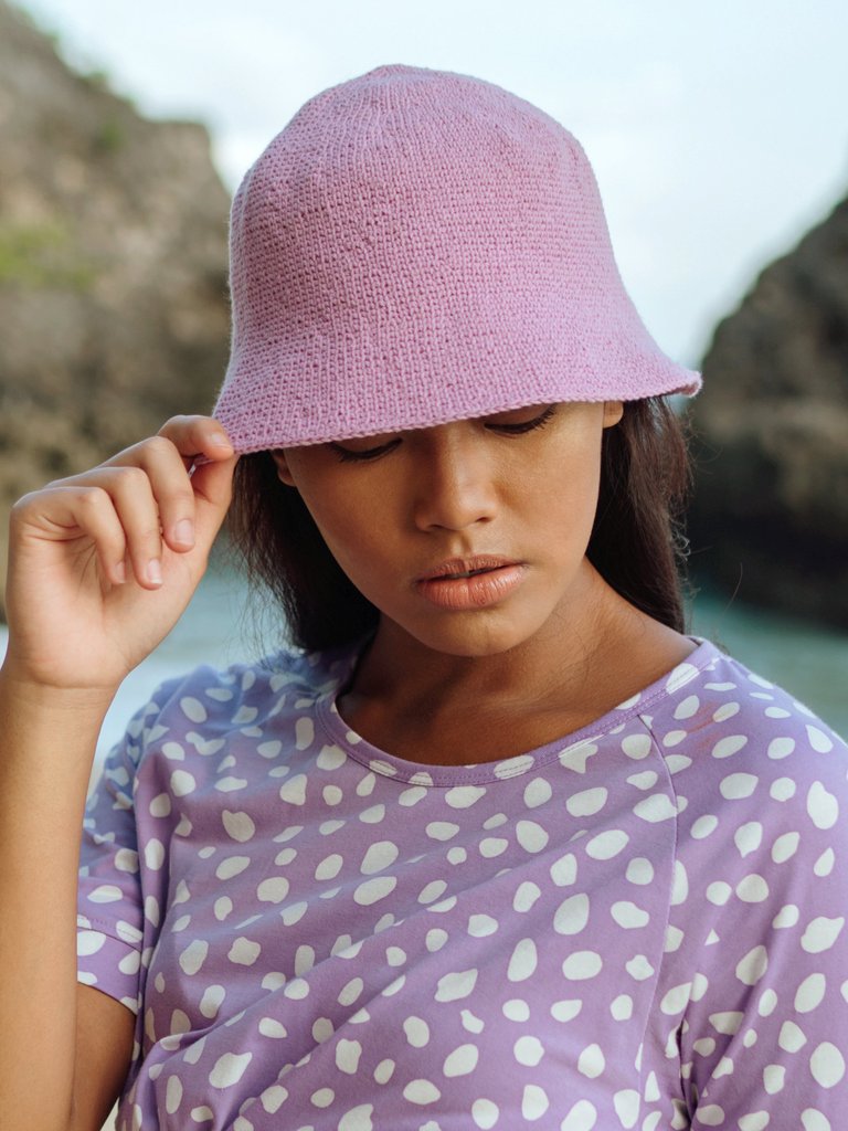 Florette Crochet Bucket Hat In Lilac Purple - Lilac Purple