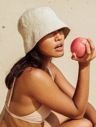 Florette Crochet Bucket Hat In Nude White - Nude White