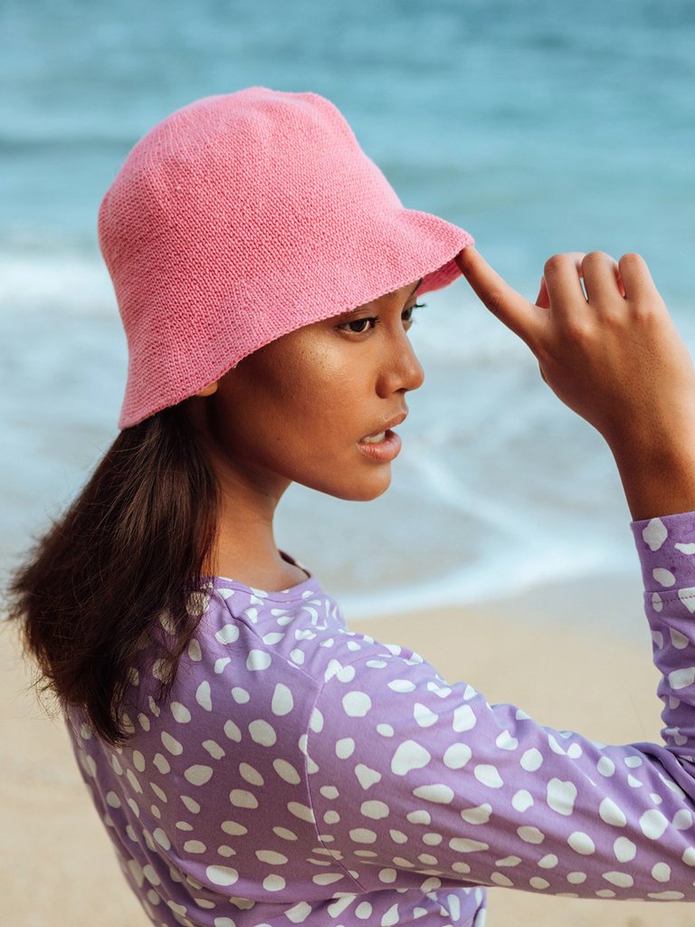 Florette Crochet Bucket Hat In Pink - Pink