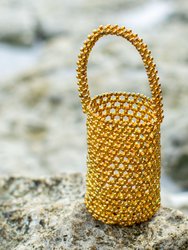 Golda Metallic Beads Bucket Bag - Gold