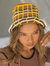 Island Tanning Plaid Crochet Hat - Brown and Yellow