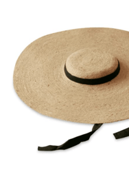 LOLA Wide Brim Jute Hat With Black Strap