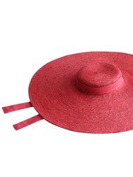 Lola Wide Brim Jute Straw Hat In Red
