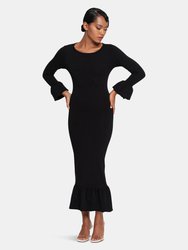 Marjorie Bamboo Ruffle Dress In Black