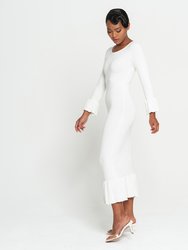 Marjorie Bamboo Ruffle Dress In Off-White - Off-White