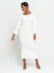 Marjorie Bamboo Ruffle Dress In Off-White
