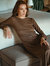 Marjorie Ruffle Rib Dress - Dark Brown
