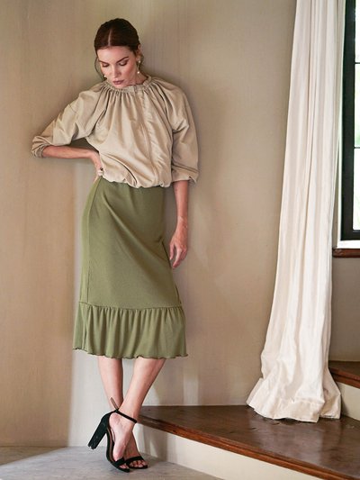 BRUNNA CO Marjorie Ruffle Rib Skirt In Moss Green product