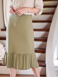Marjorie Ruffle Rib Skirt In Moss Green