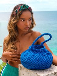 NAGA Macrame Vessel Basket Bag, in Azure Blue - Azure Blue