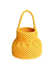 PETITE NAGA Macrame Vessel Basket Bag In Canary Yellow