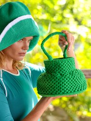 Petite Naga Macrame Vessel Basket Bag In Kelly Green - Green