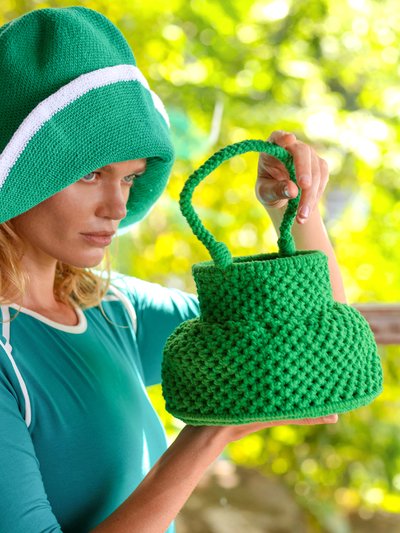 BRUNNA CO Petite Naga Macrame Vessel Basket Bag In Kelly Green product