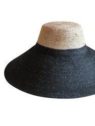 Riri Duo Jute Straw Hat In Black & Nude