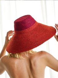 RIRI DUO Jute Straw Hat in Maroon & Red