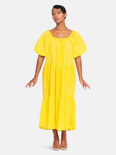 BRUNNA CO Rosemary Dotted Cotton Dress In Sunflower Yellow product
