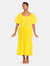 Rosemary Dotted Cotton Dress In Sunflower Yellow - Sunflower Yellow