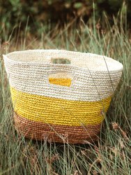 SAYAN Raffia Basket Bag - Yellow And Beige - Yellow/Beige