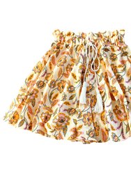 SEKAR Floral Batik Shorts In Marigold Yellow