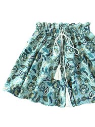 SEKAR Floral Batik Shorts In Sea Blue