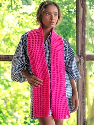 WAFFLE Crochet Scarf in Candy Pink - Candy Pink