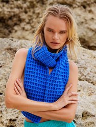 WAFFLE Crochet Scarf In Savoy Blue - Savoy Blue