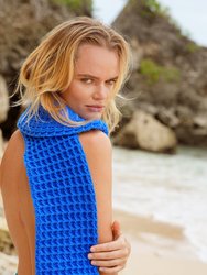 WAFFLE Crochet Scarf In Savoy Blue