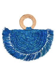 WARRIOR Raffia Straw Bag In Blue