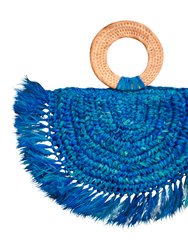 WARRIOR Raffia Straw Bag In Blue