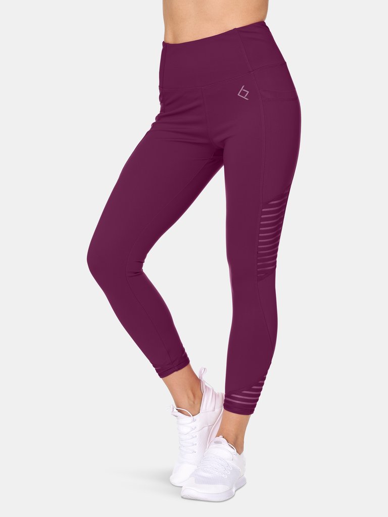 High Waist 7/8 Leggings Pockets & Sheer Mesh Detail