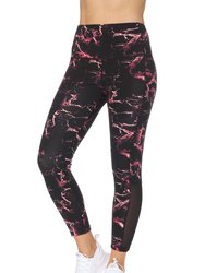 Mesh & Marble High Waist 7/8 Legging With Pockets